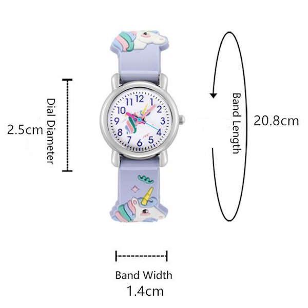 Barn Enhörning Tecknad Klocka Söt Quartz Klocka Födelsedagspresenter Light purple