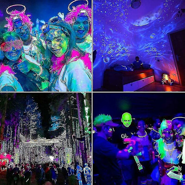 2 st 100W UV LED-flödarlampa Svartljus IP65 Vattentät, Ultraviolett LED-lampa, Effektljus för Akvarium, Fest, Neonmålning, Fluorescerande Poster