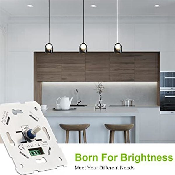 LED-dimmersbryter, Flushmontert Dimmer for Dimmbare LED og Halogen, 5-300 W Dimmerbryter LED, Fasekontroll Dimmer
