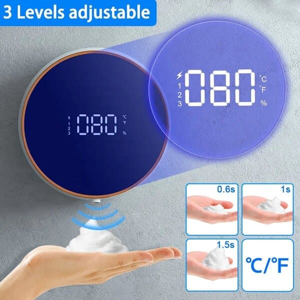 Veggmontert automatisk såpedispenser med LED