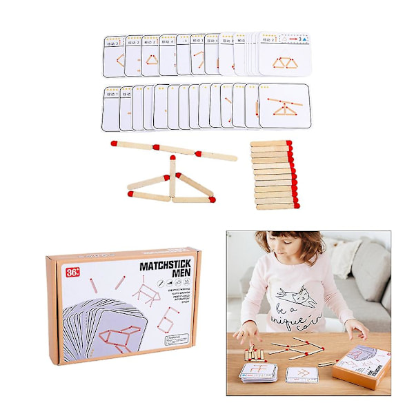 Tändstickspussel Match Geometri Pussel 30 Dubbelsidiga Kort Leksak För Barn Småbarn Jigsaw Barn För Att Lära Sig Geometri