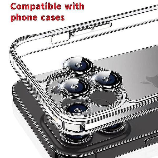 Linssi iPhone 14 Pro Max -kameralle Linssinsuojus Lasikalvo Timantti Hopea (2 KPL)