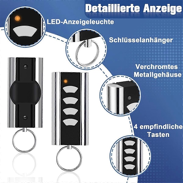 Fjernkontroll for Entrematic RCU 433-4K, RCU 433-2K, EA433 2KM, 433.92 Rullende Kode Garasjeport Fjernkontroll 1 stk