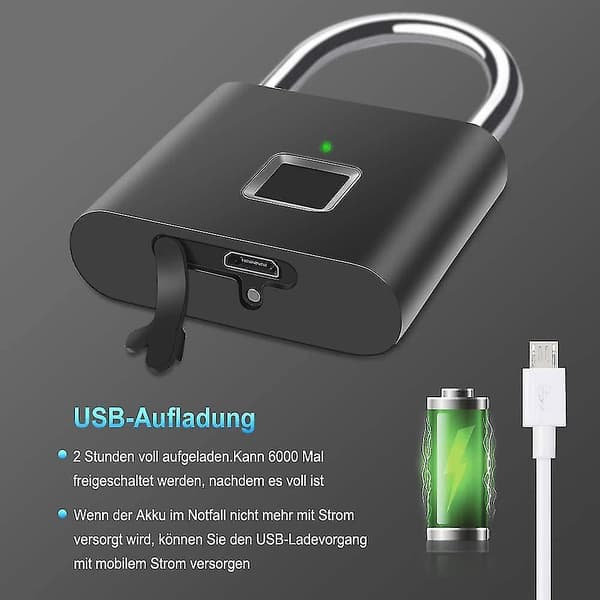 Fingeravtryckslås Smart Fingeravtryckslås, USB-laddningslås