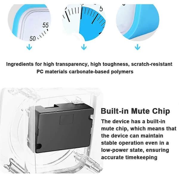 VT01 60 minuters visuell timer Tyst nedräkning Tidsstyrning Droppsäker väckarklocka DIY-timer för studenter Lärverktyg Blue
