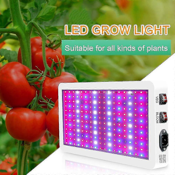 2000W LED-växtlampa för inomhusväxter 312 LED-lampor Fullspektrum Veg och Bloom Dubbelströmbrytare IP65 Vattentät