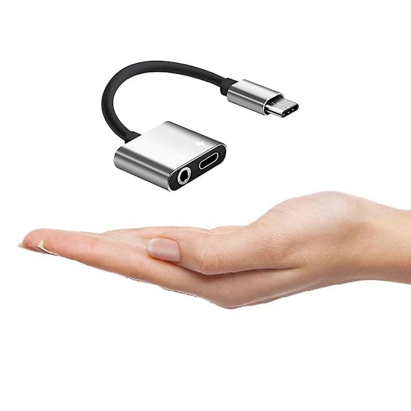 2-in-1 Type-C - 3,5 mm:n kuulokeliitäntäadapteri/liitinlaturi, kuuloke Aux-audio ja latausadapteri