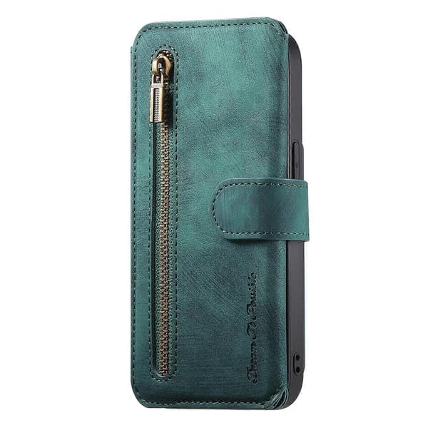 Leather Case for Honor 400 Lite 5G with RFID Blocking, Zipper Wallet and Stand Green