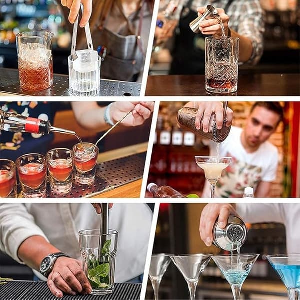 Cocktail-sæt med bambusstativ, professionelt sæt, 750 ml