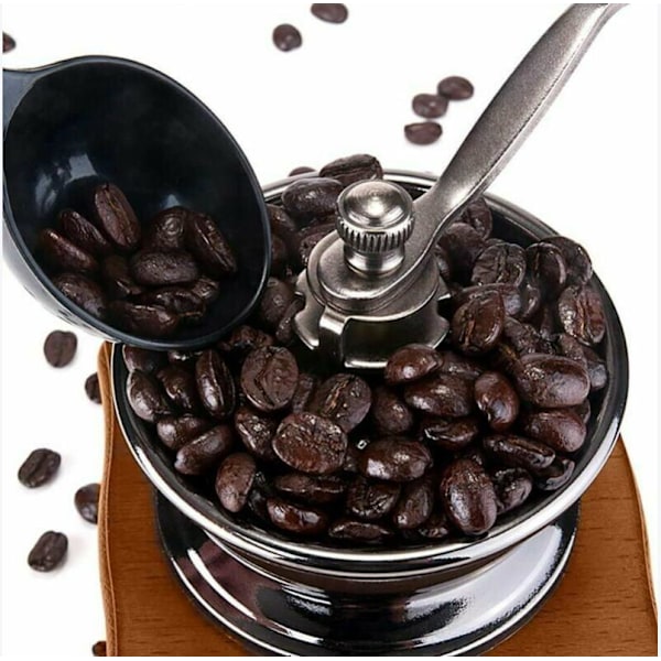 Retro Brun Trä Manuell Kaffekvarn Portabel Handvevad Kaffekvarn Antik Design Espresso Kvarn för Kaffebönor Rostfritt Stål Mejsel