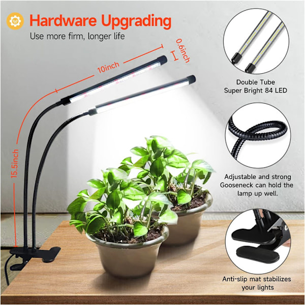 88LED plantelampe 6000K fuldspektrum fyldlys plantelys