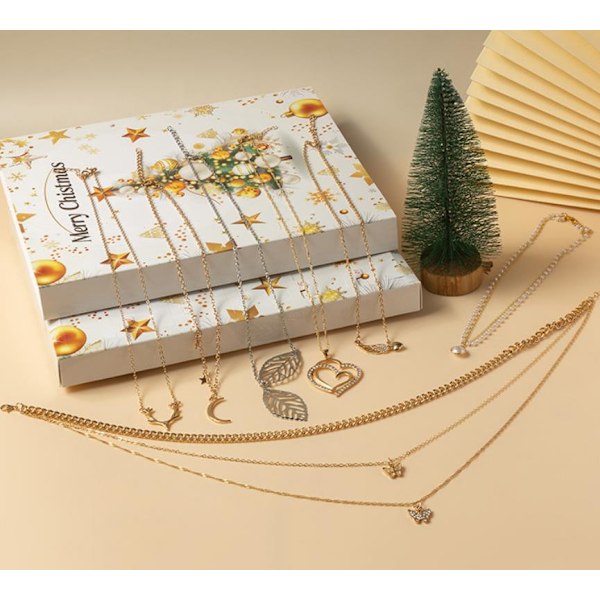 Adventskalender 2024 Julklapp Nedräkningskalender Adventskrans Överraskningslåda Örhängen Halsband Armband - Stil R3