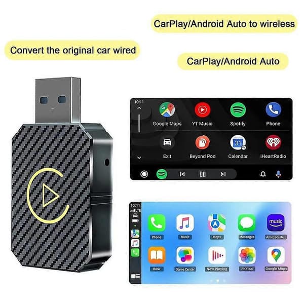 2-i-1 trådløs \"CarPlay\"-adapter \"Android Auto\" trådløs adapter \"Smart Mini Box\" USB-dongle Plug and Play WiFi Fast Connect