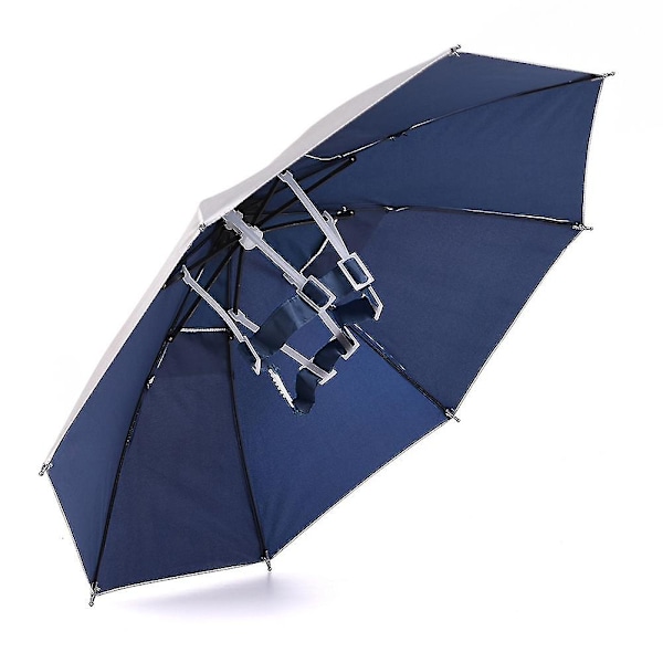 Paraply Hat Foldbar Fiskeri Camping Udendørs Sol Regn Hue Hovedbeklædning Beskyttelse Silver