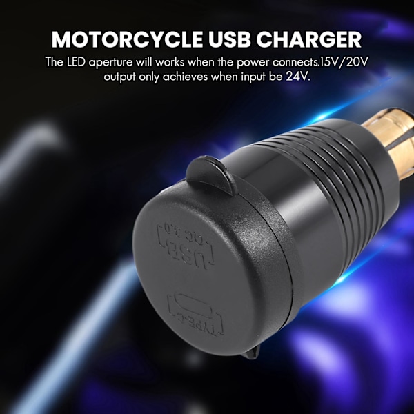 Motorcykel DIN-kontakt Vattentät Laddare till QC3.0 USB-laddare & Typ C 30W Power Delivery Adapter Soc