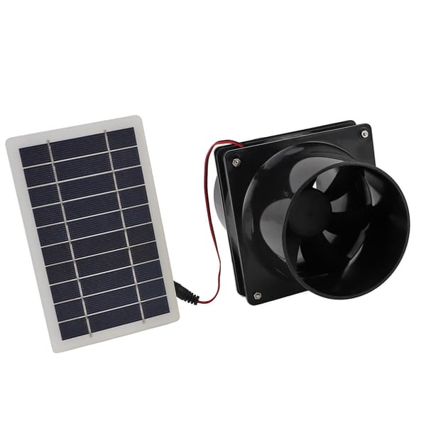 10W 12V Solcelledrevet Udstødningsventilator til Runde Rør ABS Solpanel Ventilationsventilatorsæt til Kæledyrshus Hønsehus RV Drivhus