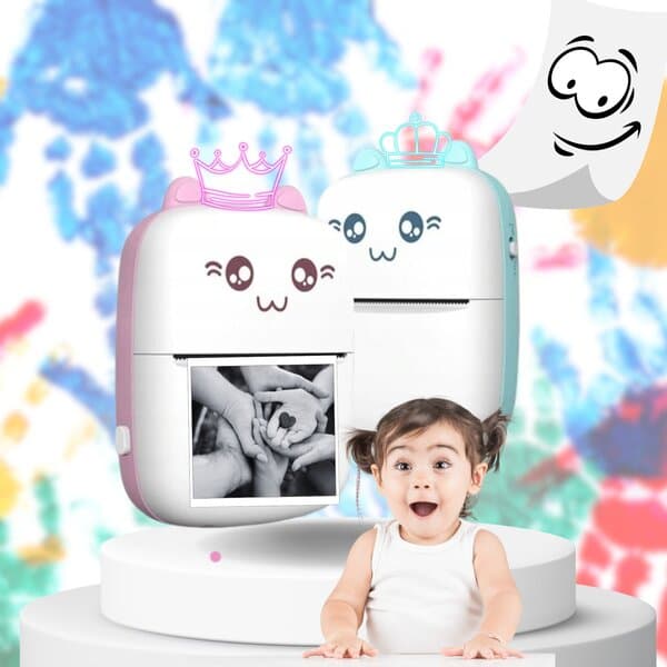 Mini fotoprinter + 10 ruller trykpapir Blue