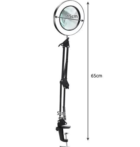 LED armatur med forstørrelsesglas, sort