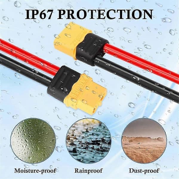 2 STK XT60 forlængerkabel 12AWG 1FT XT60 til XT60 kabel med han- til hunkonnektor til solpanel
