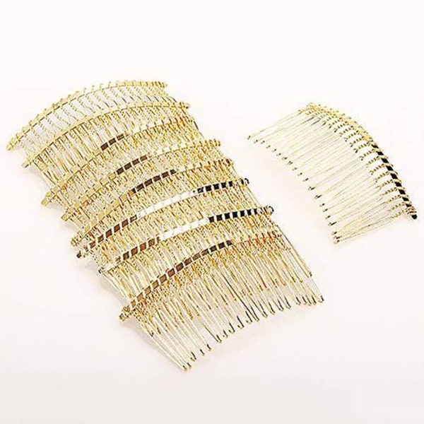 10 Stycken 20 Tänder Fancy Diy Metalltråd Hårklämma Kammar Metalltråd Hårkammar Tråd Twist Brud Slöja Kammar För Kvinnor Gold
