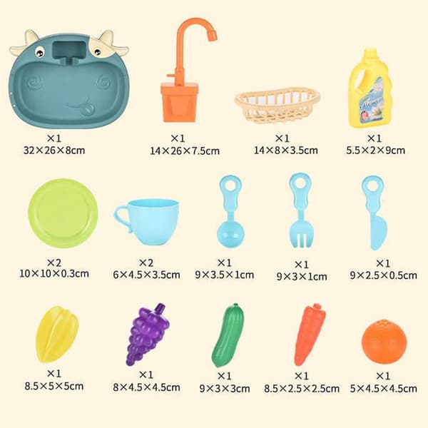 Barnkök Leksaksset Simuleringsdiskho med Frukt & Servis Leksaker Elektrisk Cirkulation