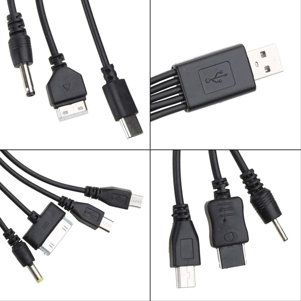 1 stk. 10 i 1 Multifunktionel Oplader USB-kabler