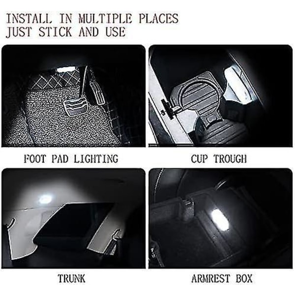 4 kpl langattomia auton sisätilan LED-valoja, auton sisätilan LED-valot, USB-ladattavat auton sisätilan valot, magneettiset auton sisätilan valot