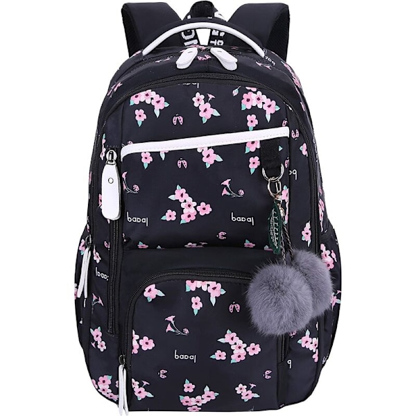 Jenter ryggsekk blomstermønstret campus ryggsekk daglig ryggsekk kvinner tenåring reise skolesekk laptop ryggsekk for jenter skole Sakura Black