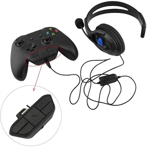 Stereo Headset Adapter til Xbox One/One S/Elite 1&2/til Xbox Series X|S Controllers, Mic Headphone Adapter til Xbox One Controller