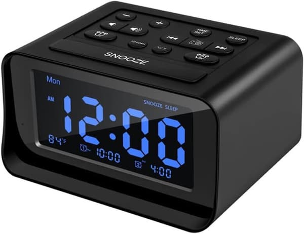 Digital väckarklockradio med temperaturdisplay - svart
