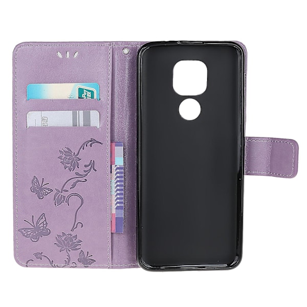 Imprint Plånboksfodral i Läder för Motorola Moto G9 Play/Motorola Moto E7 Plus Purple