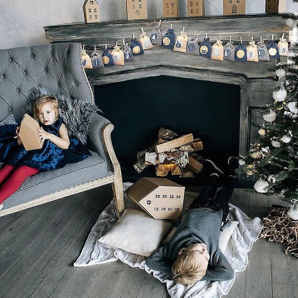 Adventskalender til fyldning - Sæt med 24 juteposer