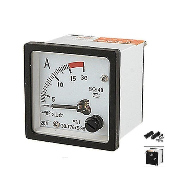 Sq48 Analog AC Strøm Panel Meter Amperemeter 0-15a Måler Hvid + Sort