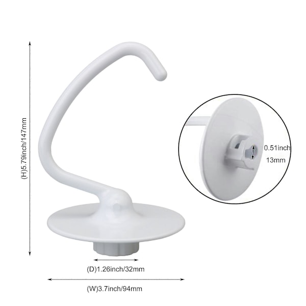 C Deigkrok Erstatning for KitchenAid Mikser K45DH Deigtilbehør