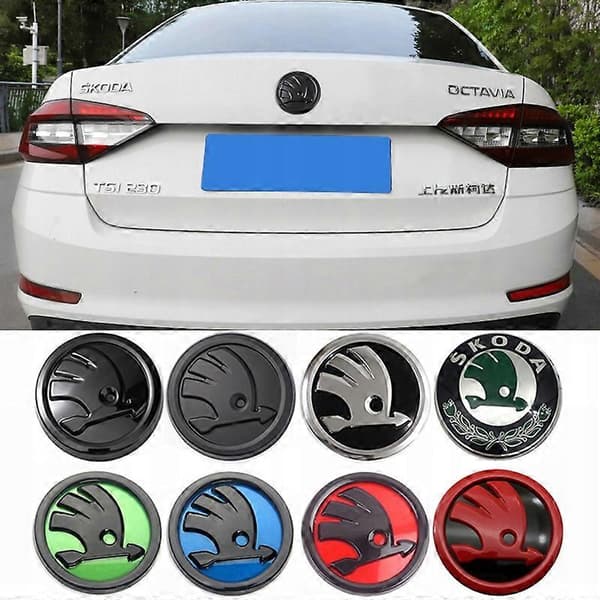 2 stk. Skoda Bil Emblem Badge 80mm 90mm