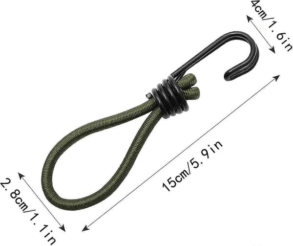 6 Stykker Elastiske Gummistropper med Krog, Krog til Elastik eller Elastiksnor, Elastisk Gummistrop