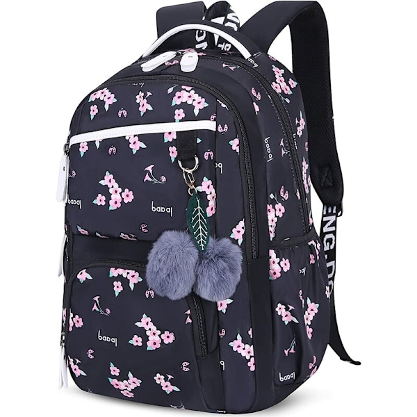 Jenter ryggsekk blomstermønstret campus ryggsekk daglig ryggsekk kvinner tenåring reise skolesekk laptop ryggsekk for jenter skole Sakura Black