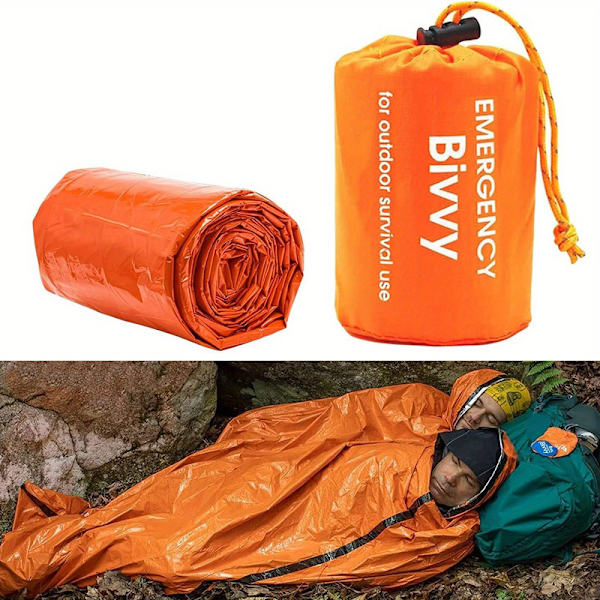 2 st PE-isolerade sovsäckar, Nödsovsäck för utomhusbruk