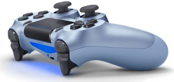 Games World PS4 Doubleshock 4 V2 trådlös spelkontroll, ljusblå (Titanium Blue), för PS4 / PS5 / Android / iOS