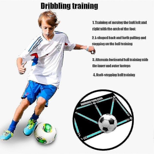 Fotballtreningsmatte, 90 x 60 cm, Ballkontroll, Sklisikker, Treningsmatte