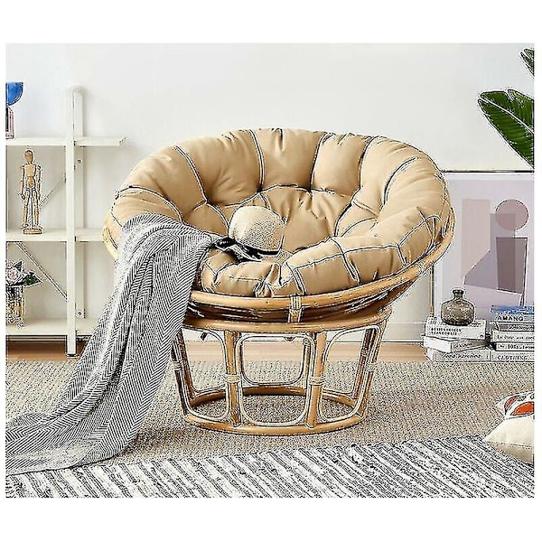 Rund pute, rund, tuftet stolpute, tykk ensfarget komfortabel gulvpute, hagepute, rotting lenestolpute (40 cm) Khaki