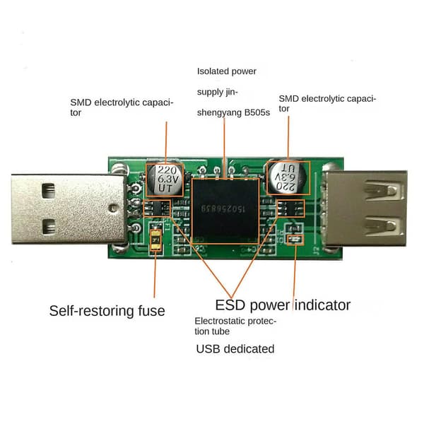 ADUM3160 USB Isolator Modul USB til USB Spenningsisolator Modul Støtter 12Mbps, Brukes til å Isolere Støy