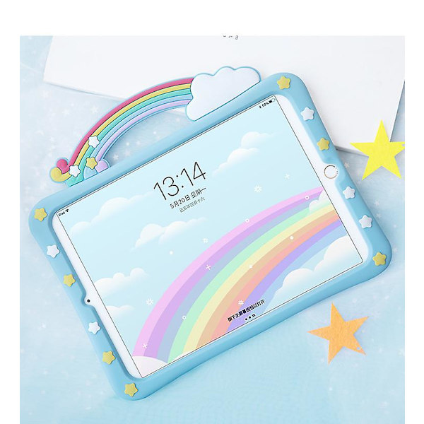 Upea Rainbow Bridge -kotelo 10,9 tuuman iPad Air 4/5 Gen -laitteelle, pehmeä iskunkestävä silikoninen takakansi sisäänrakennetulla jalustalla