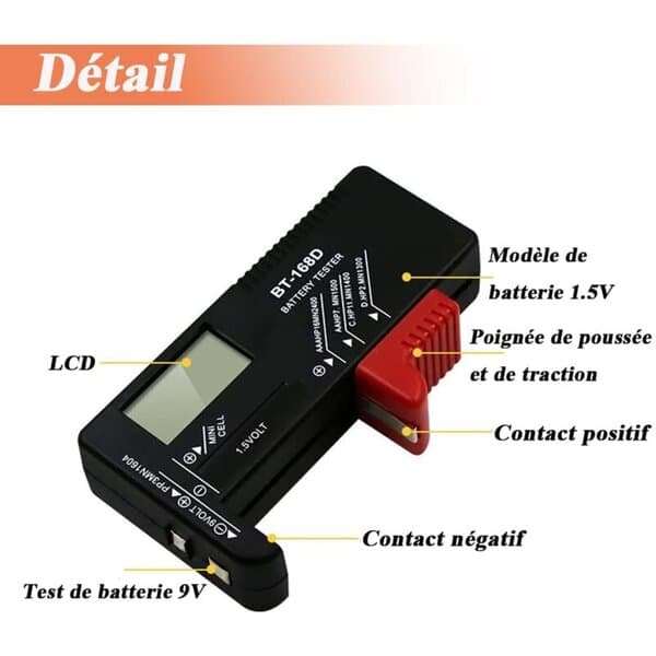 Batteritester, Universell Batteritester, BT-168D Batteritester, AA AAA C 9V Batteritester