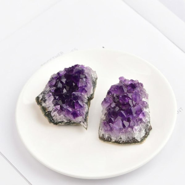 2x Naturlig Ametist Kvarts Geode Druzy Kollektion Kluster Prov 20-30g