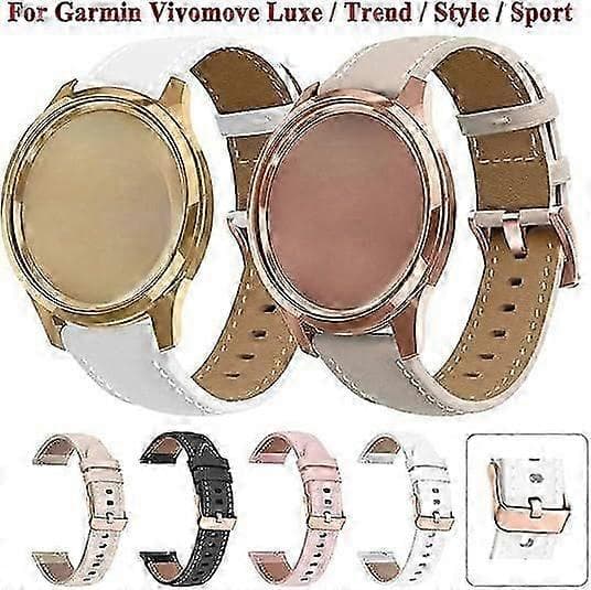 20 mm læderrem til Garmin Vivomove Luxe Trend White