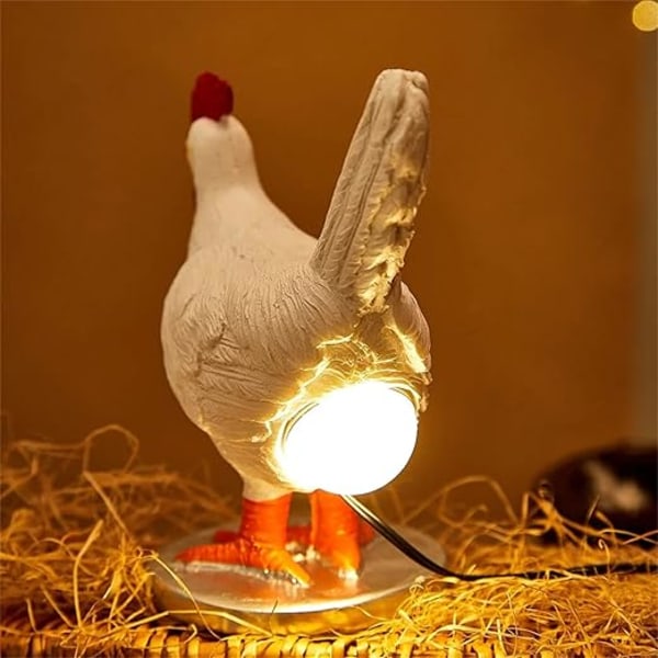 Morsom Kylling Egg Lampe Søt Livaktig Resin Høne Egg LED Lyssensor Plugg Barn Legging Soverom Stue Bord Nattlys