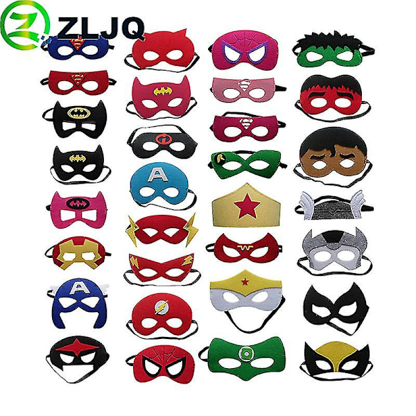 32 stk Superhelt Maske Cosplay Jule Halloween Børn Voksen Karneval Party Props Børnefødselsdag Filtmasker Maskeradegaver