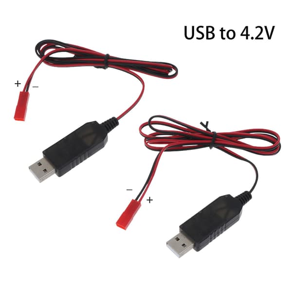 USB til 2-pin JST 2.54mm Lader for 3.7V Oppladbart Litium Batteri Lader