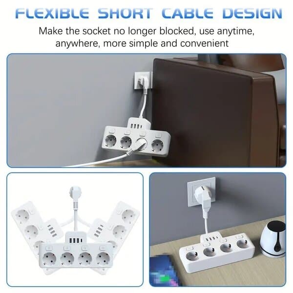 4-port USB-hub med stikdåser